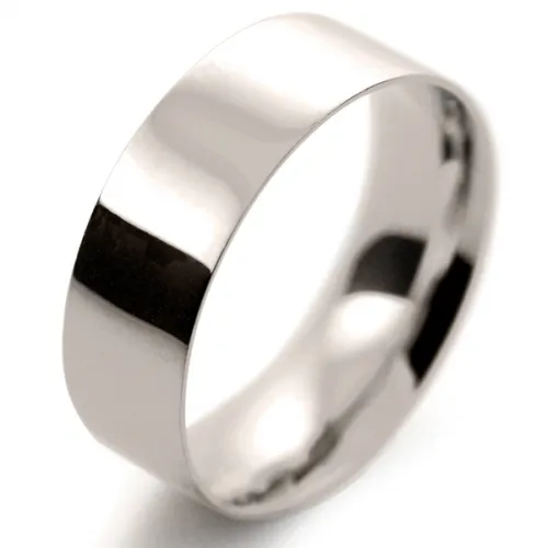 Flat Court Light -  7mm (FCSL7 W) White Gold Wedding Ring